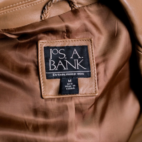 Jos. A. Bank Tan Leather Blazer Style Jacket - Men's Medium - Picture 9 of 16